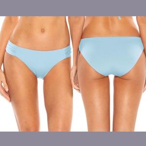 NEW $44 Becca Color Code Shirred Bikini Bottoms blue [ SZ Medium‎ ]